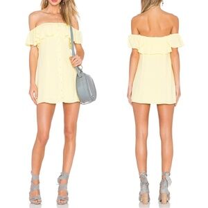 NWT Privacy Please "Norval" Off Shoulder Button Down Mini Dress in Yellow Sz. M
